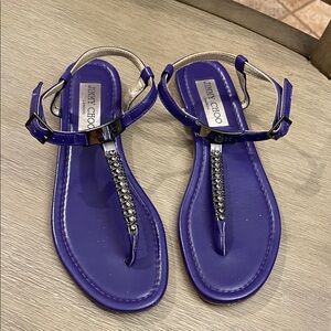 Jimmy Choo Purple TStrap Crystals Sandals 36